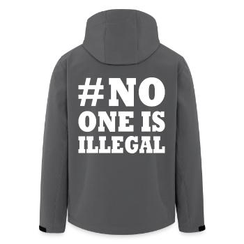 No one is illegal - Men’s Recycled Softshell Jacket by Stanley/Stella - anthracite - Back - AI Model Male 185 light (185cm)
