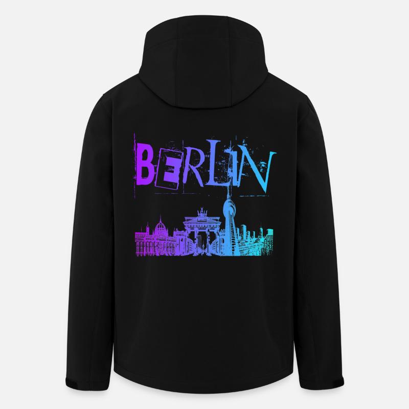 Berlin Skyline Panorama - Men’s Recycled Softshell Jacket by Stanley/Stella - black