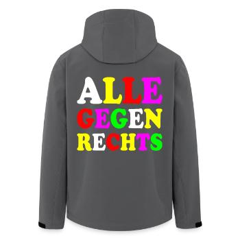 Alle gegen rechts - Recycelte Männer Softshell-Jacke von Stanley/Stella - Schwarz - Hinten - AI Model Male 185 light (185cm)