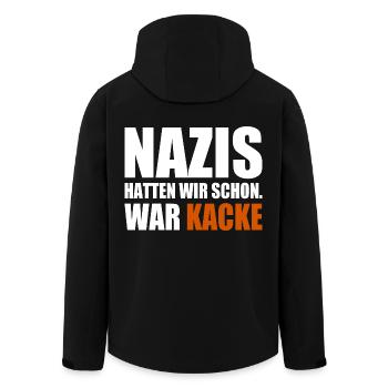 nazis hatten wir schon war kacke - Recycelte Männer Softshell-Jacke von Stanley/Stella - Schwarz - Hinten - AI Model Male 185 light (185cm)