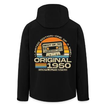 Original des années 1950 Vintage Cadeau d’anniversaire Rétro - Veste softshell homme en polyester recyclé Stanley/Stella - noir - Dos - AI Model Male 185 light (185cm)