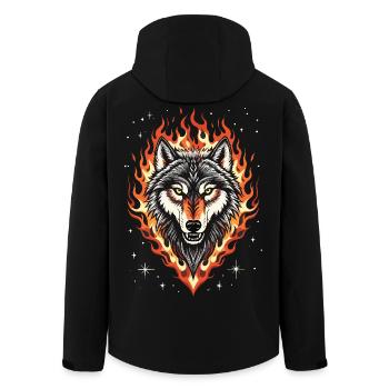 Wolf and Flames - Men’s Recycled Softshell Jacket by Stanley/Stella - black - Back - AI Model Male 185 light (185cm)