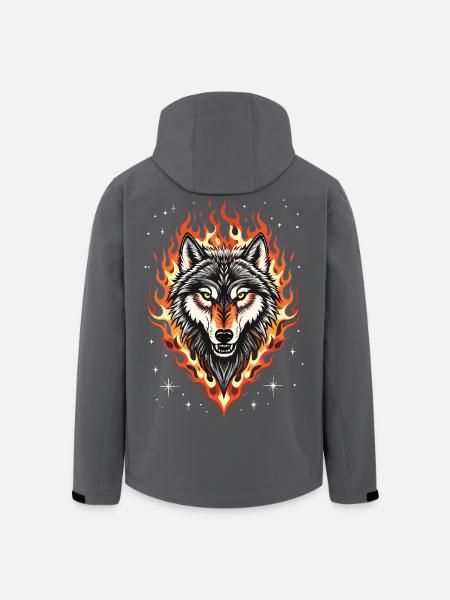 Wolf and Flames - Men’s Recycled Softshell Jacket by Stanley/Stella - black
