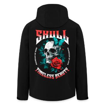 Skull Skull Butterfly Rose Flower - Men’s Recycled Softshell Jacket by Stanley/Stella - black - Back - AI Model Male 185 light (185cm)
