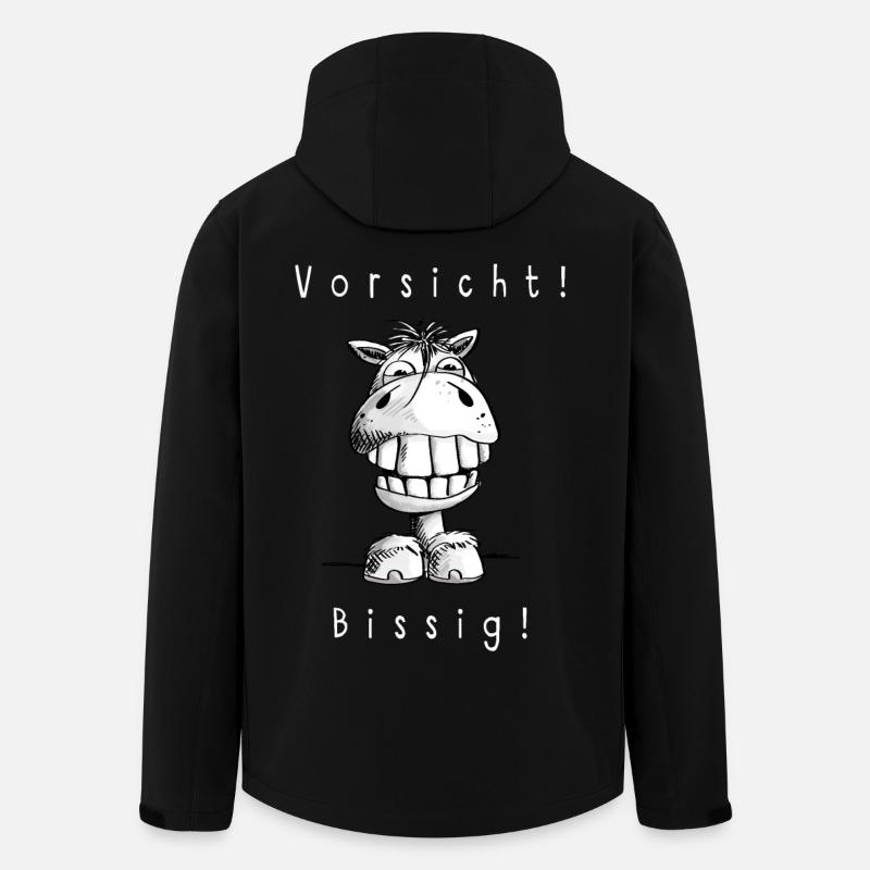 Vorsicht Bissig - Pferd - Pferde - Zahn - Zähne - Recycelte Männer Softshell-Jacke von Stanley/Stella - Schwarz