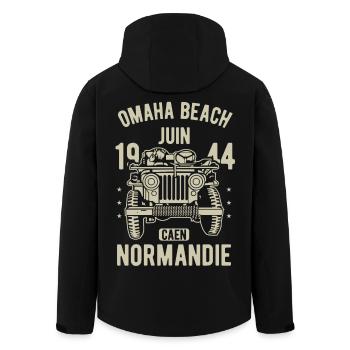 Omaha Beach Juin 1944 Caen Normandie - Veste softshell homme en polyester recyclé Stanley/Stella - noir - Dos - AI Model Male 185 light (185cm)