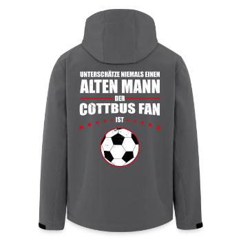 Alter Mann - Cottbus Fan | Retro Vintage Design - Recycelte Männer Softshell-Jacke von Stanley/Stella - Schwarz - Hinten - AI Model Male 185 light (185cm)