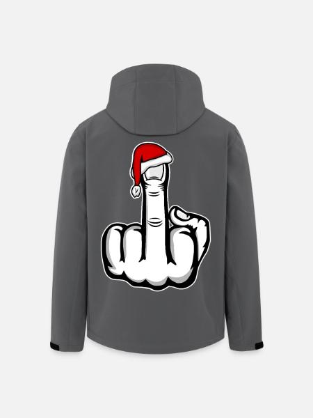 Christmas Middle Finger with Santa Hat - Men’s Recycled Softshell Jacket by Stanley/Stella - black