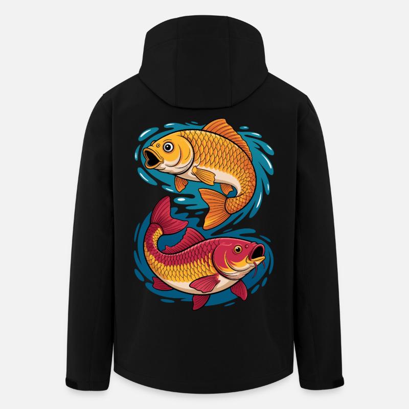 Karpfen im Wassersplash - Recycelte Männer Softshell-Jacke von Stanley/Stella - Schwarz