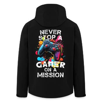 Gamer gaming enthusiast video games console funny - Men’s Recycled Softshell Jacket by Stanley/Stella - black - Back - AI Model Male 185 light (185cm)