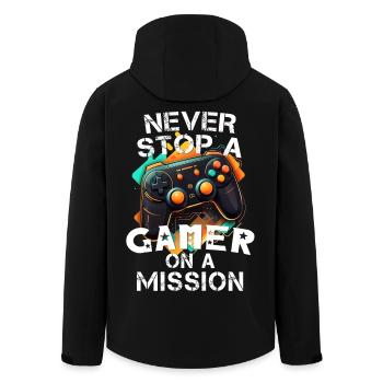 Gamer gaming enthusiast video games console funny - Men’s Recycled Softshell Jacket by Stanley/Stella - black - Back - AI Model Male 185 light (185cm)