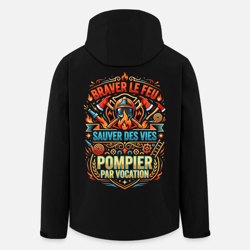 Pompier cadeau homme sapeur-pompier feu héros - Veste softshell homme en polyester recyclé Stanley/Stella - noir