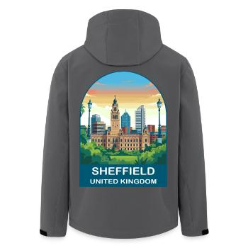 Sheffield Skyline UK Stahlstadt Illustration - Recycelte Männer Softshell-Jacke von Stanley/Stella - Schwarz - Hinten - AI Model Male 185 light (185cm)