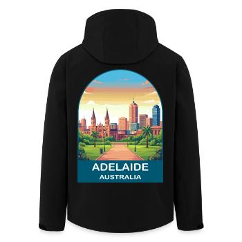 Adelaide Australien Stadt-Skyline-Reiseplakat - Recycelte Männer Softshell-Jacke von Stanley/Stella - Schwarz - Hinten - AI Model Male 185 light (185cm)