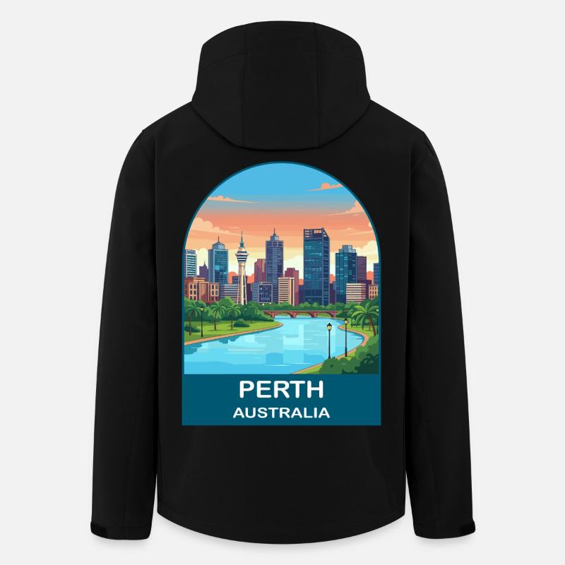 Perth, Australien Swan River Reiseplakat-Kunst - Recycelte Männer Softshell-Jacke von Stanley/Stella - Schwarz