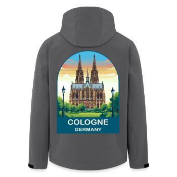 Affiche vintage de voyage de la cathédrale de Cologne, Allemagne - Veste softshell homme en polyester recyclé Stanley/Stella - noir - Dos - AI Model Male 185 light (185cm)