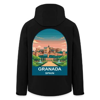 Granada Spanien Vintage-Reiseplakat-Kunst - Recycelte Männer Softshell-Jacke von Stanley/Stella - Schwarz - Hinten - AI Model Male 185 light (185cm)