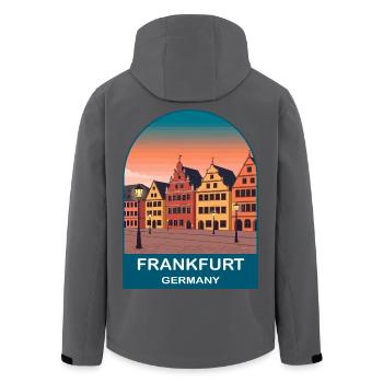 Frankfurter Deutschland Skyline Vintage-Reiseplakat - Recycelte Männer Softshell-Jacke von Stanley/Stella - Schwarz - Hinten - AI Model Male 185 light (185cm)