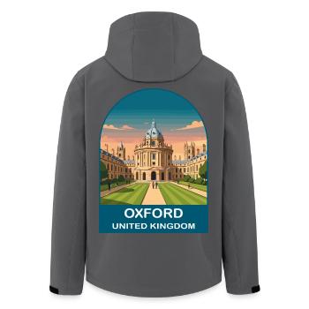 Oxford UK Vintage-Reiseposter-Kunst - Recycelte Männer Softshell-Jacke von Stanley/Stella - Schwarz - Hinten - AI Model Male 185 light (185cm)