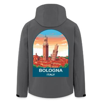 Bologna, Italien Vintage-Reiseplakat-Kunst - Recycelte Männer Softshell-Jacke von Stanley/Stella - Schwarz - Hinten - AI Model Male 185 light (185cm)