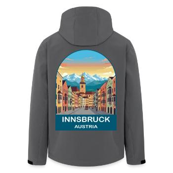 Innsbruck Austria Vintage-Reiseplakat-Kunst - Recycelte Männer Softshell-Jacke von Stanley/Stella - Schwarz - Hinten - AI Model Male 185 light (185cm)