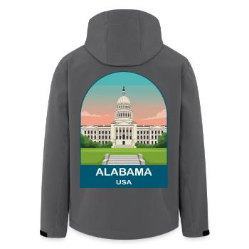 Alabama USA Vintage-Reiseposter-Kunst - Recycelte Männer Softshell-Jacke von Stanley/Stella - Schwarz - Hinten - AI Model Male 185 light (185cm)