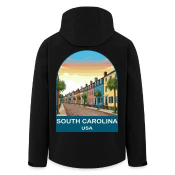 South Carolina USA Vintage-Reiseplakat - Recycelte Männer Softshell-Jacke von Stanley/Stella - Schwarz - Hinten - AI Model Male 185 light (185cm)