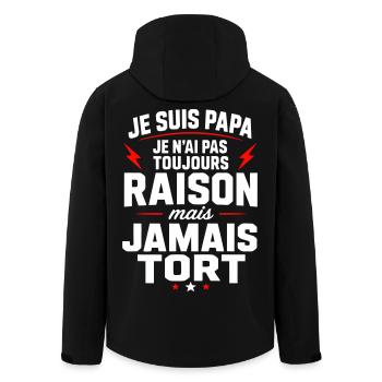 Je suis papa je n'ai jamais tort humour papa  - Veste softshell homme en polyester recyclé Stanley/Stella - noir - Dos - AI Model Male 185 light (185cm)