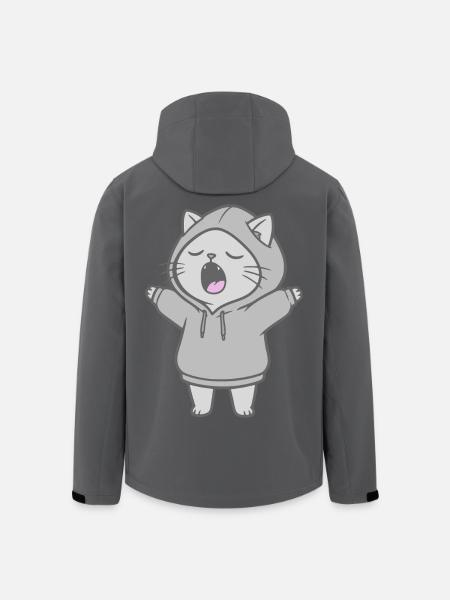 Chat en sweat à capuche - Veste softshell homme en polyester recyclé Stanley/Stella - noir