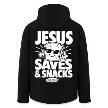 Jesus Saves Bread Funny Christian - Men’s Recycled Softshell Jacket by Stanley/Stella - black - Back - AI Model Male 185 light (185cm)