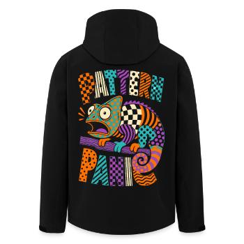 Pattern Panic Chameleon - Men’s Recycled Softshell Jacket by Stanley/Stella - black - Back - AI Model Male 185 light (185cm)