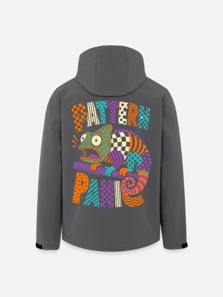 Pattern Panic Chamäleon - Recycelte Männer Softshell-Jacke von Stanley/Stella - Schwarz