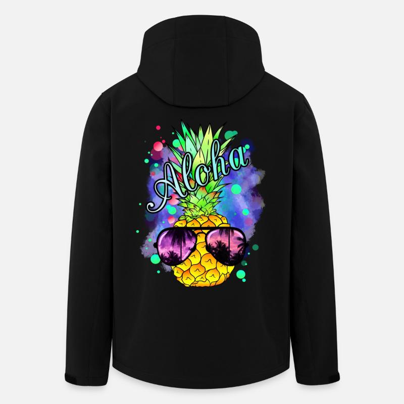 Bunte Ananas mit cooler Sonnenbrille - Recycelte Männer Softshell-Jacke von Stanley/Stella - Schwarz