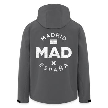 MAD, Madrid Spain - Men’s Recycled Softshell Jacket by Stanley/Stella - black - Back - AI Model Male 185 light (185cm)