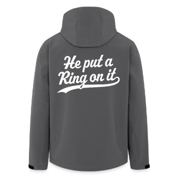 He Put a Ring On It - Men’s Recycled Softshell Jacket by Stanley/Stella - black - Back - AI Model Male 185 light (185cm)