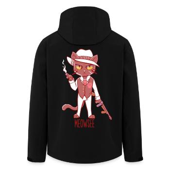 Meowsee - Mafia Katze - Recycelte Männer Softshell-Jacke von Stanley/Stella - Schwarz - Hinten - AI Model Male 185 light (185cm)
