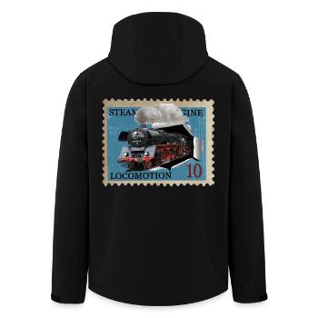 Timbre de locomotive à vapeur - Veste softshell homme en polyester recyclé Stanley/Stella - noir - Dos - AI Model Male 185 light (185cm)