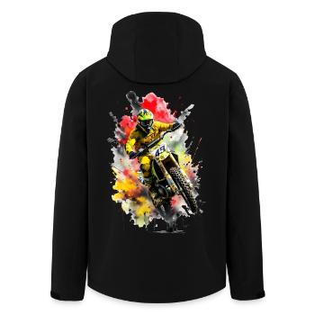 Motocross Splash - Men’s Recycled Softshell Jacket by Stanley/Stella - black - Back - AI Model Male 185 light (185cm)