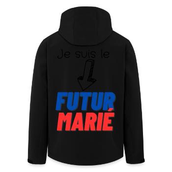 EVG futur marié. Enterrement vie célibataire - Veste softshell homme en polyester recyclé Stanley/Stella - noir - Dos - AI Model Male 185 light (185cm)