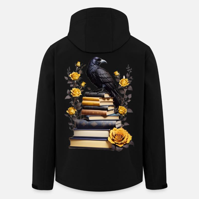 Bücherstapel mit Rabe - Recycelte Männer Softshell-Jacke von Stanley/Stella - Schwarz