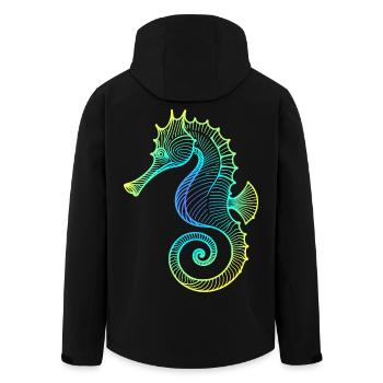 Seepferdchen Farbverlauf Blau Gelb Tribal Grün - Recycelte Männer Softshell-Jacke von Stanley/Stella - Schwarz - Hinten - AI Model Male 185 light (185cm)