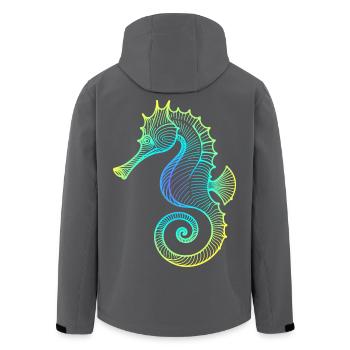 Seepferdchen Farbverlauf Blau Gelb Tribal Grün - Recycelte Männer Softshell-Jacke von Stanley/Stella - Anthrazit - Hinten - AI Model Male 185 light (185cm)