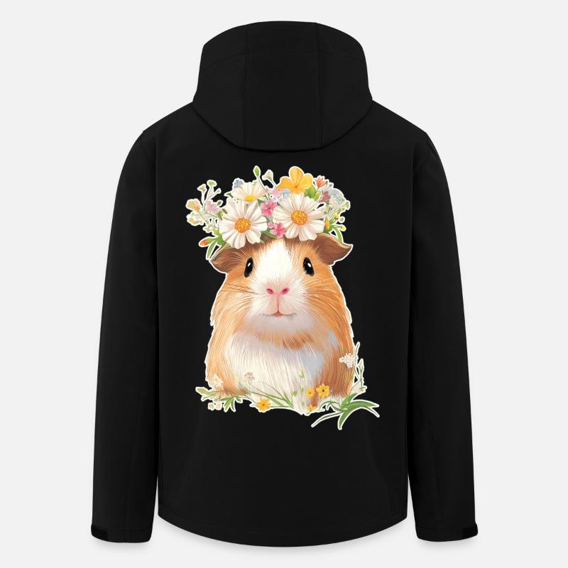 Cochon d’Inde avec des fleurs - Veste softshell homme en polyester recyclé Stanley/Stella - noir