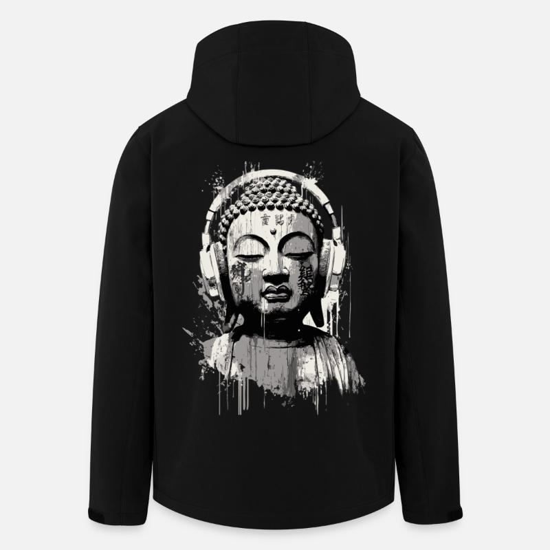 Buddha mit Kopfhörern Zen Art - Recycelte Männer Softshell-Jacke von Stanley/Stella - Schwarz