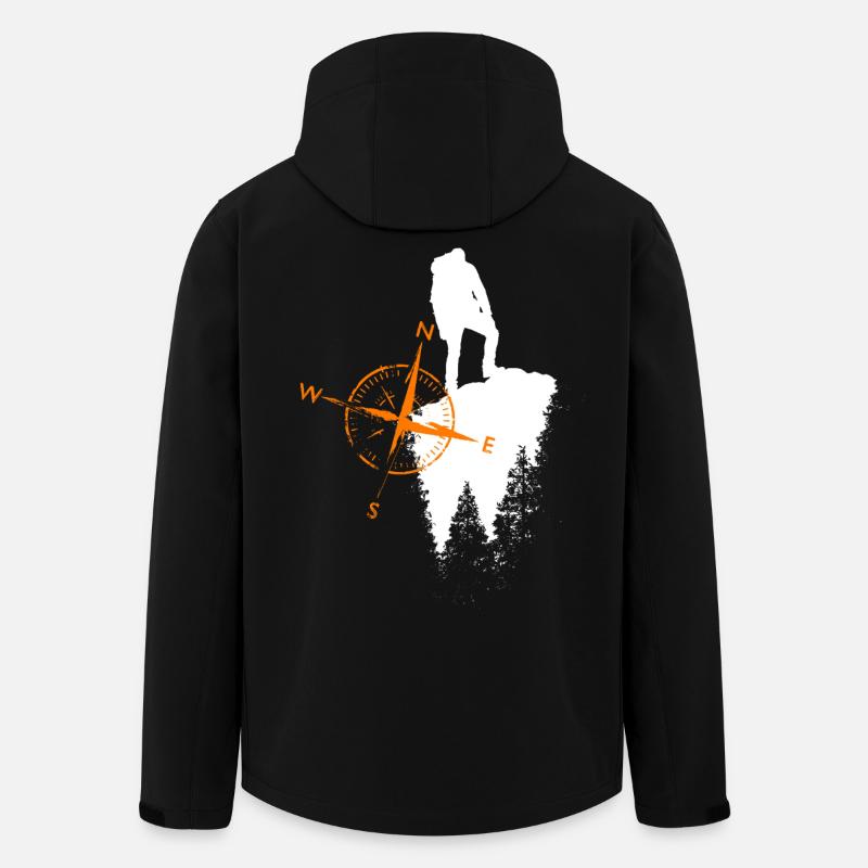Wanderer Motiv mit einem Kompa - Recycelte Männer Softshell-Jacke von Stanley/Stella - Schwarz