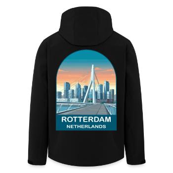Rotterdam Pays-Bas Skyline Vintage Travel Art - Veste softshell homme en polyester recyclé Stanley/Stella - noir - Dos - AI Model Male 185 light (185cm)