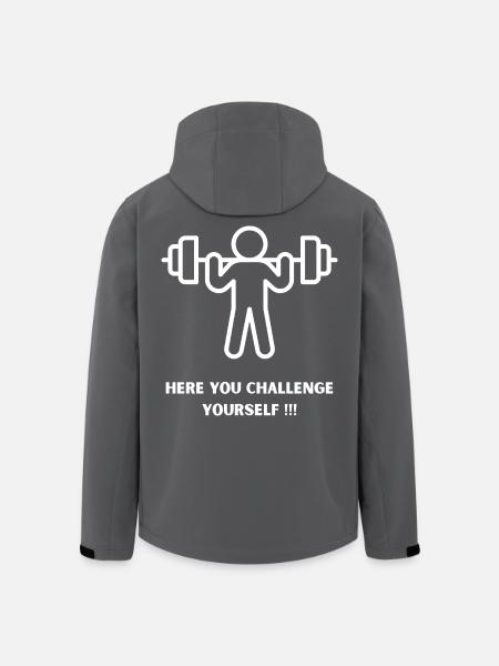 Challenge Yourself Here Gym Workout - Men’s Recycled Softshell Jacket by Stanley/Stella - black