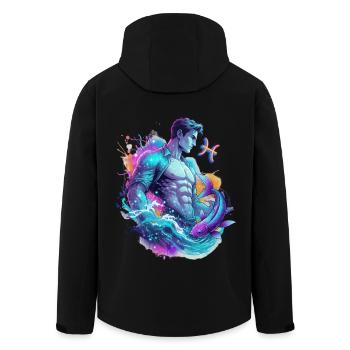 Poissons_Astro_Homme - Men’s Recycled Softshell Jacket by Stanley/Stella - black - Back - AI Model Male 185 light (185cm)