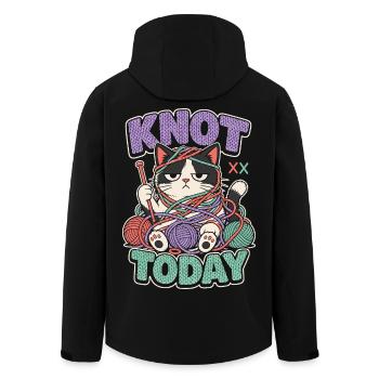 Knot Today Cat with Wool - Men’s Recycled Softshell Jacket by Stanley/Stella - black - Back - AI Model Male 185 light (185cm)