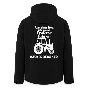 Aus dem weg ich muss traktor fahren - Recycelte Männer Softshell-Jacke von Stanley/Stella - Schwarz - Hinten - AI Model Male 185 light (185cm)